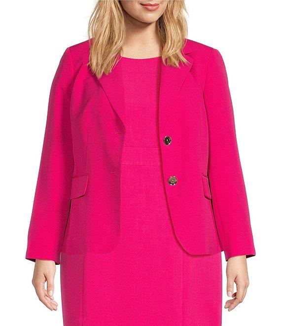 Kasper Plus Size Stretch Crepe Notch Collar 2-Button Jacket Product Image