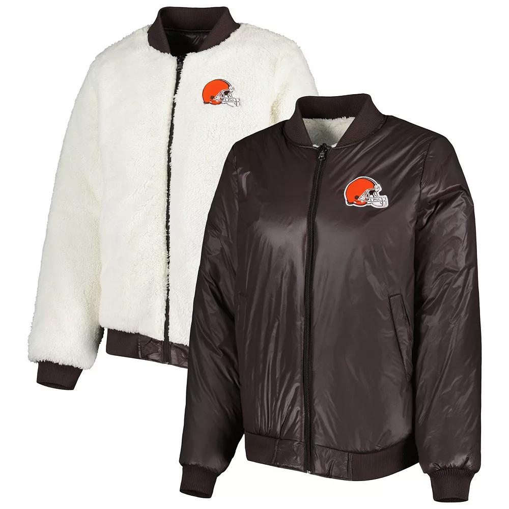 Women's G-III 4Her by Carl Banks Oatmeal/Brown Cleveland Browns Switchback Reversible Full-Zip Jacket, Size: XL, Team Product Image