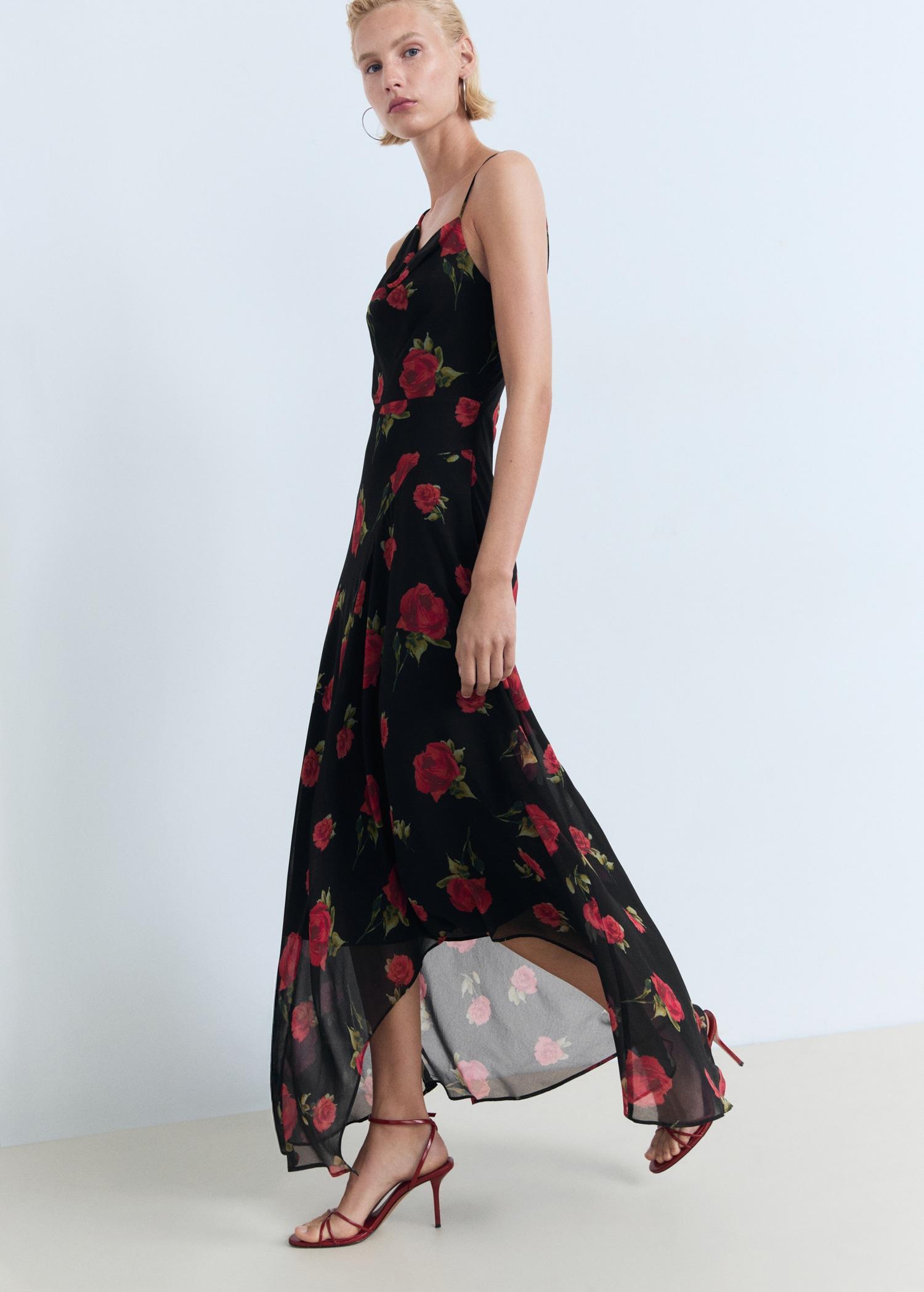 Long floral-print dress - Women | MANGO USA Product Image