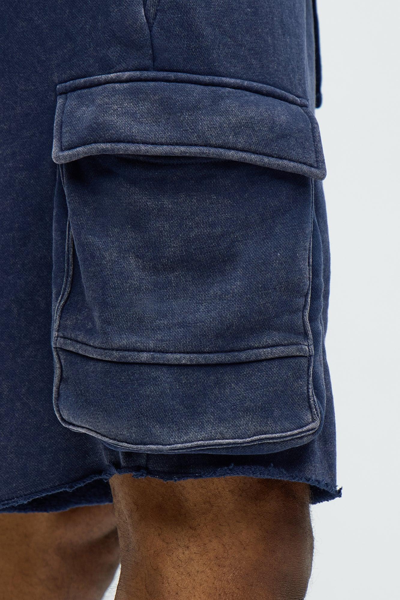 Tyson Bagged Off Cargo Relaxed Shorts - Navy Male Product Image