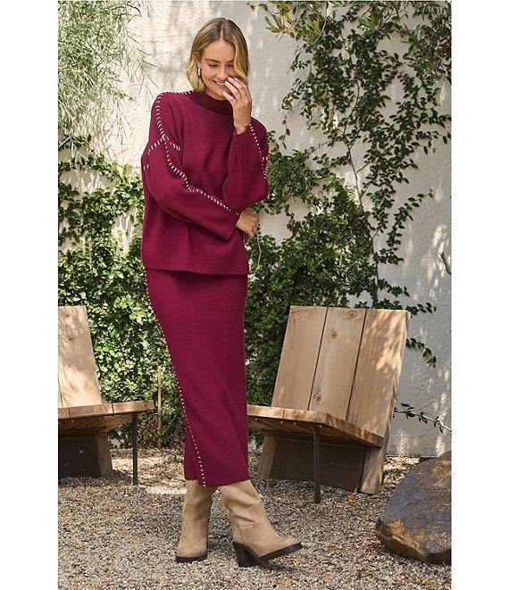 Skies Are Blue Funnel Neck Long Sleeve Knit Coordinating Sweater Product Image