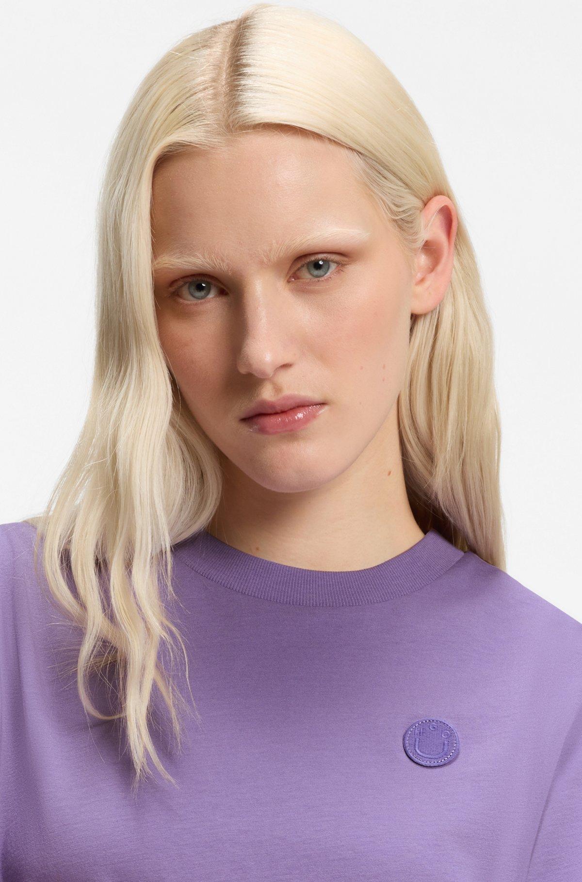 Cotton-jersey T-shirt with Happy HUGO logo Product Image