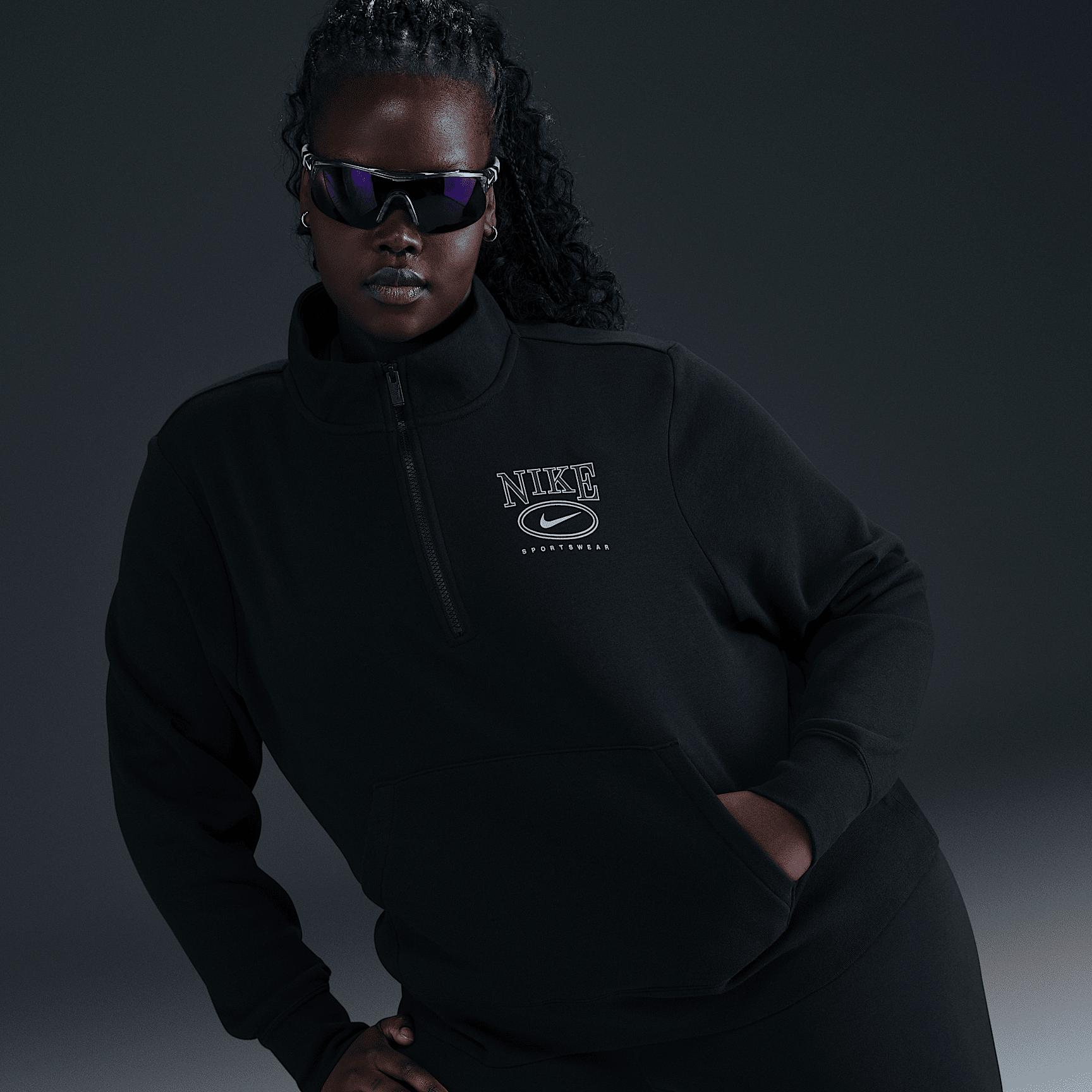 Nike Sportswear Club Fleece Women's Mock-Neck 1/2-Zip Graphic Top (Plus Size) Product Image