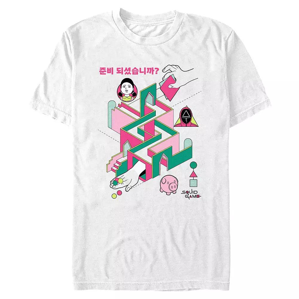 Men's Squid Game Labyrinth Game Graphic Tee, Size: XL, White Product Image