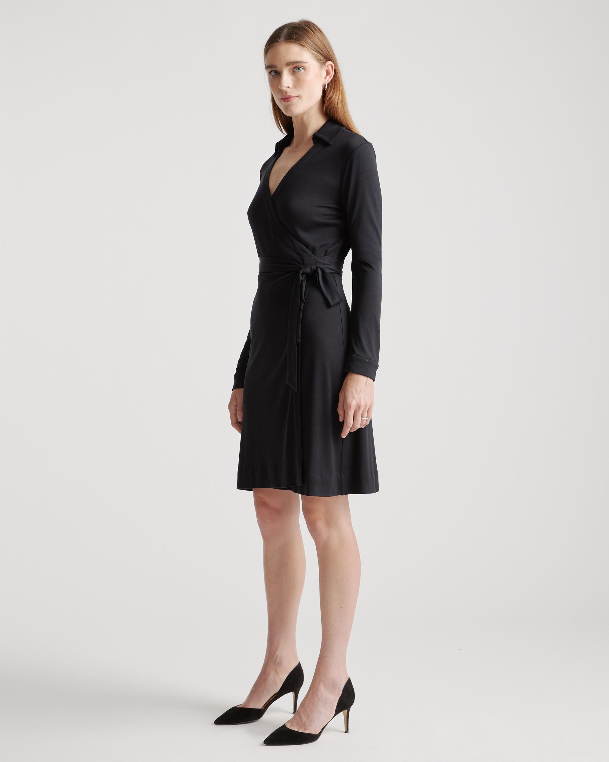 Quince | Women's 100% Silk Jersey Mini Wrap Dress Product Image