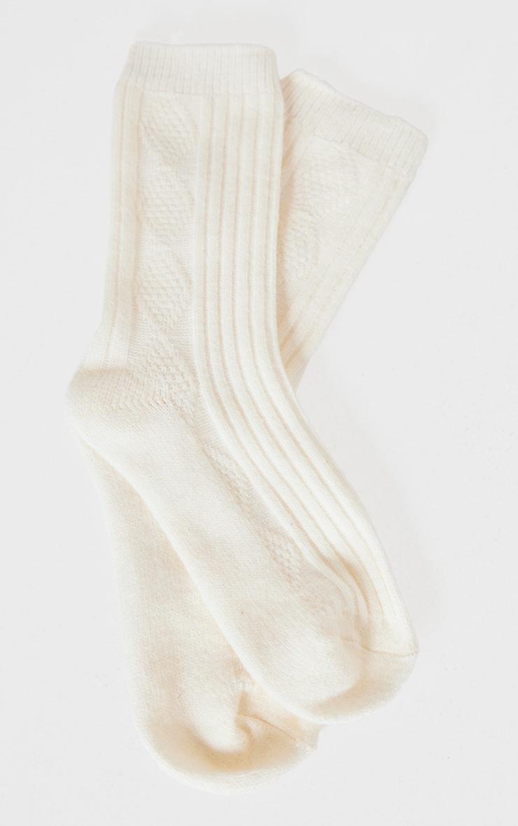 Cream Cable Knit Ankle Socks Product Image