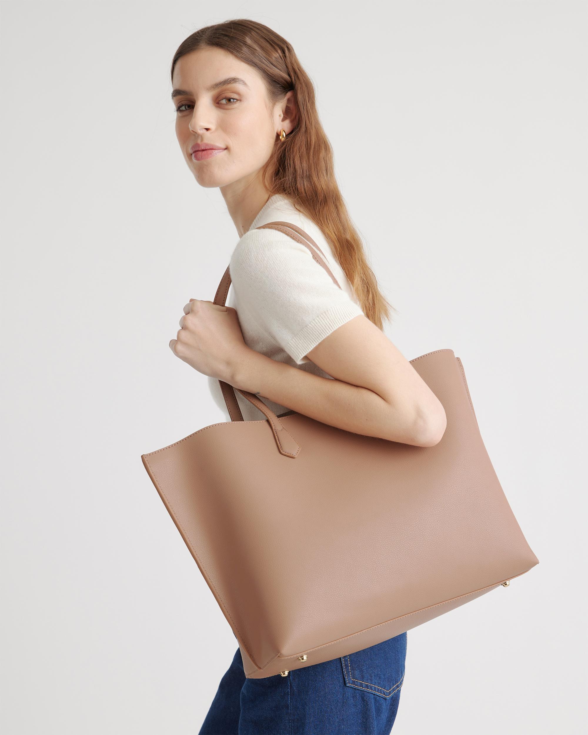 Quince | Women's Italian Leather Triple Compartment Shopper Tote Product Image