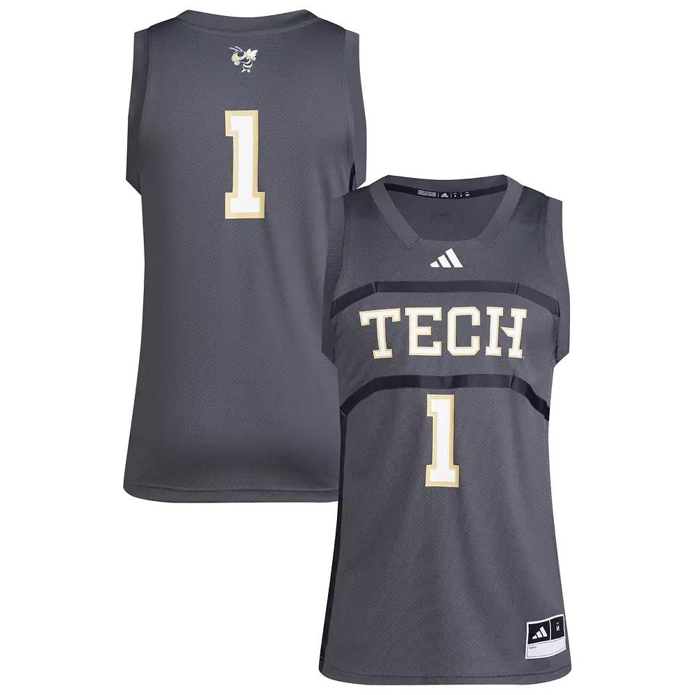 Men's adidas #1 Gray Georgia Tech Yellow Jackets Replica Swingman Jersey,  Product Image