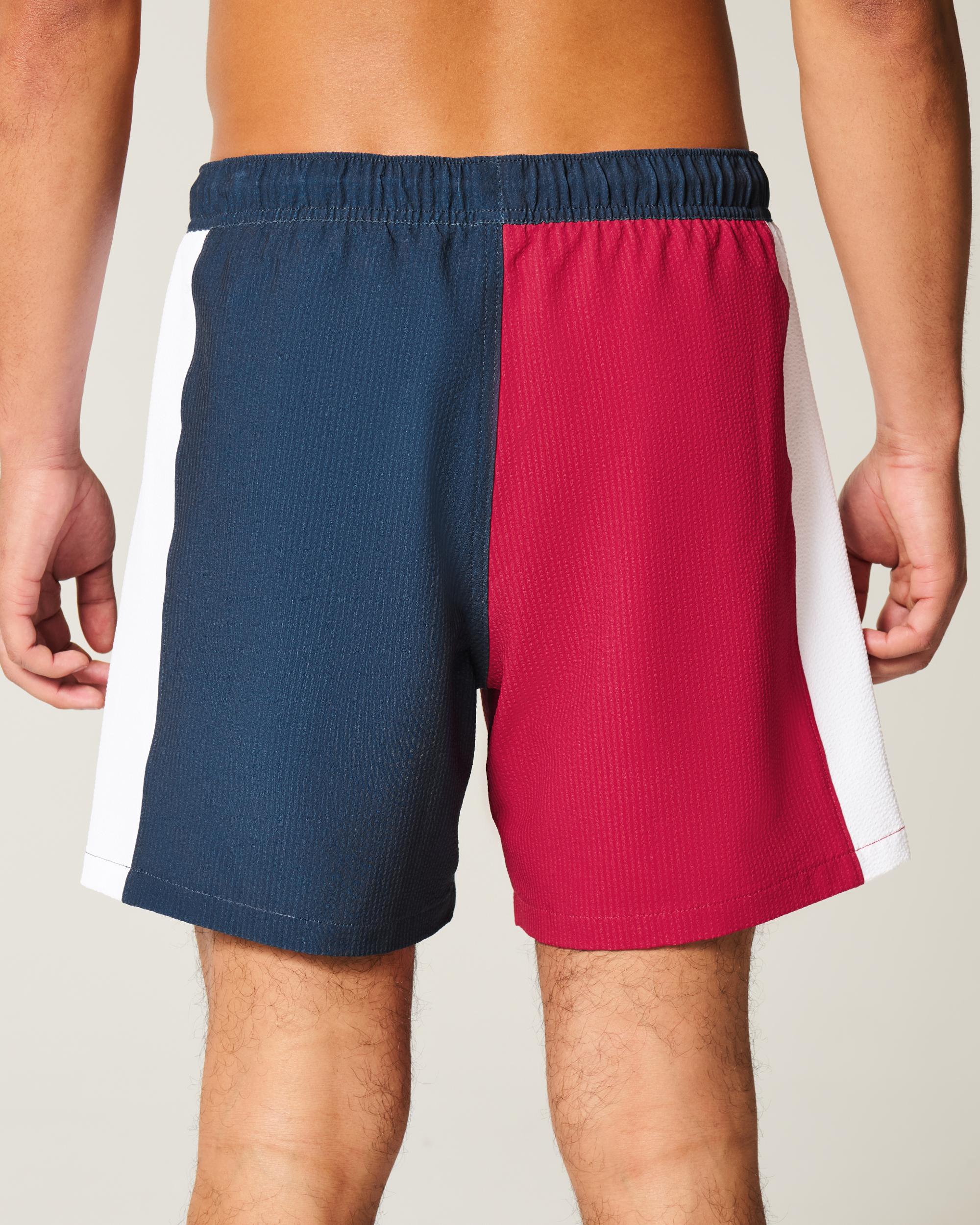Mid-Thigh Seersucker Volley Swim Trunks Product Image
