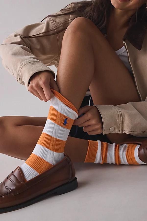 Polo Ralph Lauren Striped Cable-Knit Crew Sock Womens at Urban Outfitters Product Image