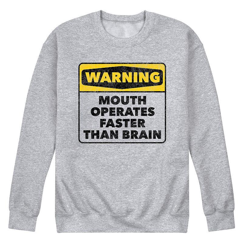 Mens Warning Mouth Faster Than Brain Graphic Fleece Pullover Product Image