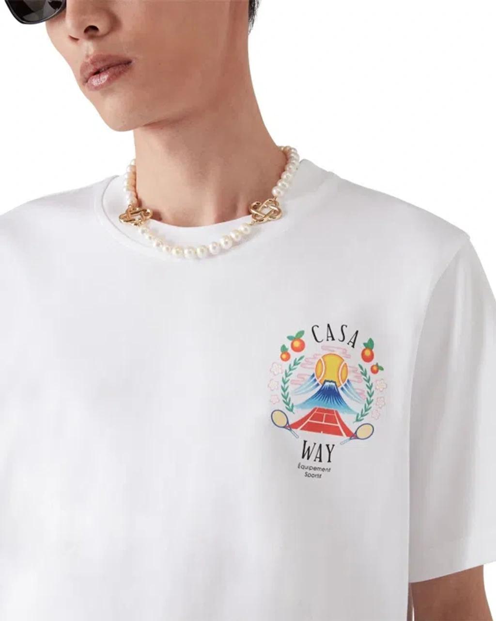 CASABLANCA Mens Casa Way Mountain Graphic-print Cotton-jersey T-shirt Xxxl In White Product Image