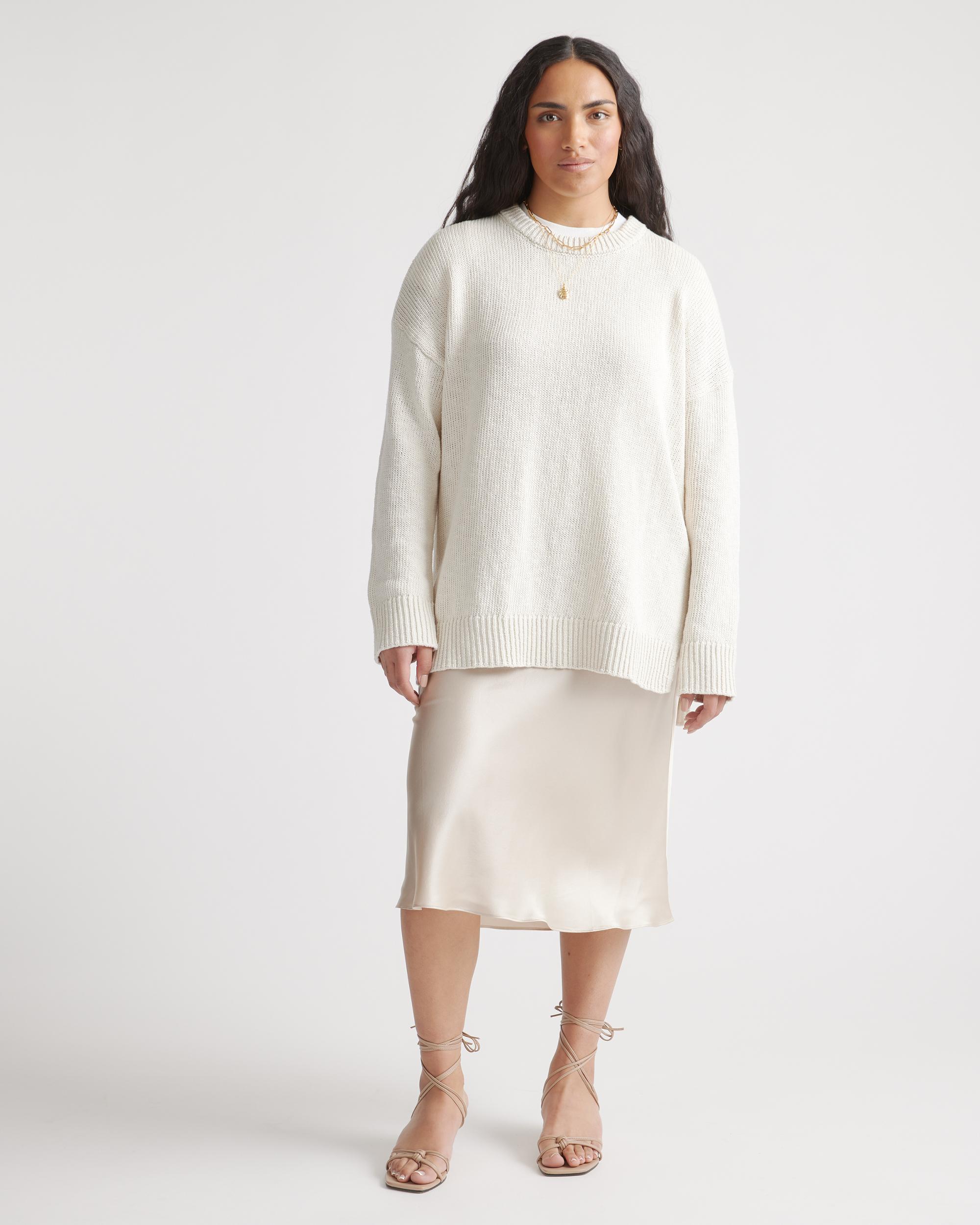 Quince | Women's Cotton Linen OverSized Crew Sweater Product Image