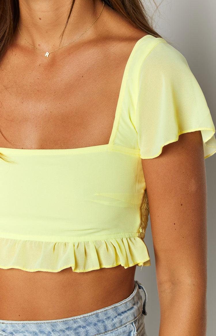 Rylee Yellow Chiffon Crop Top Product Image