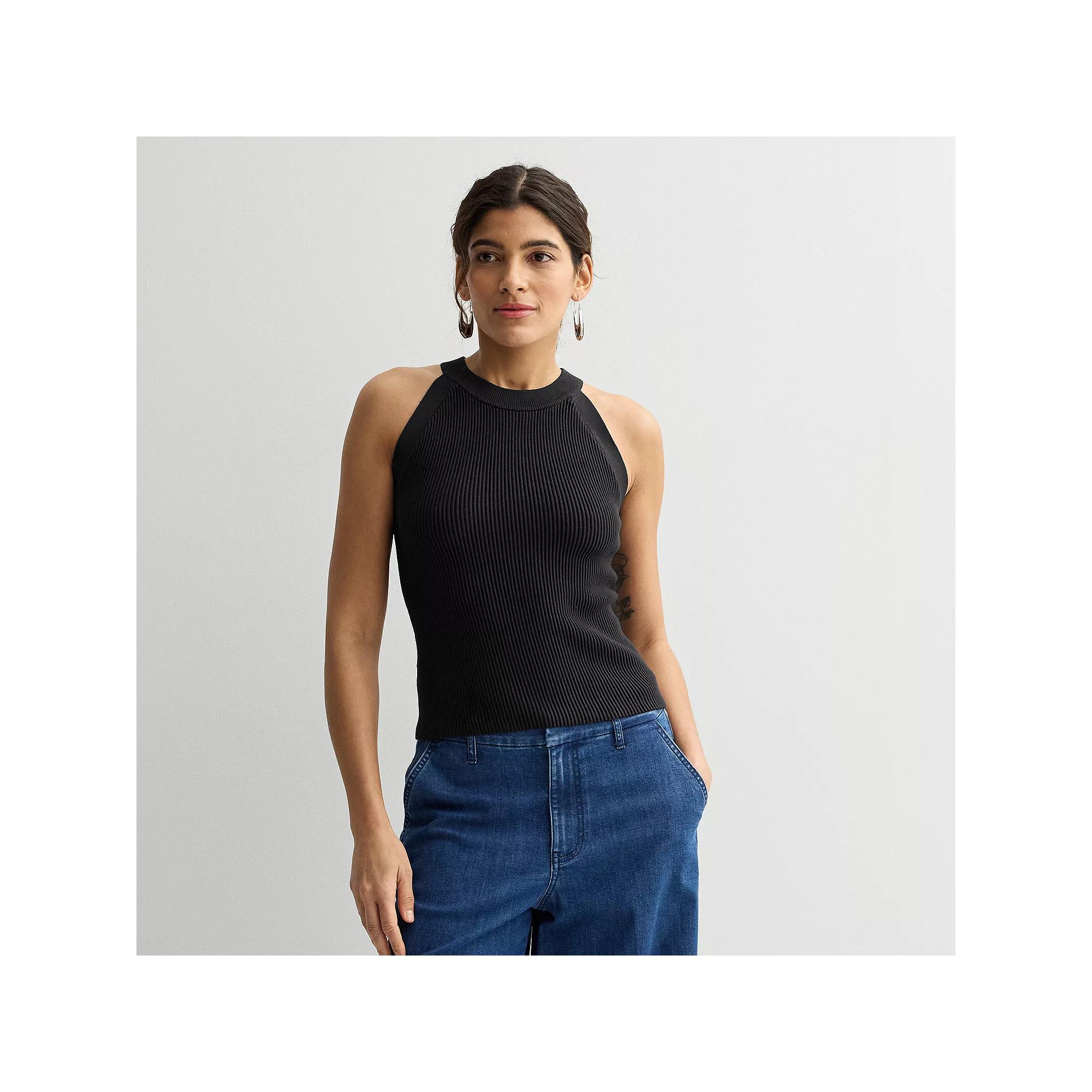 Women's Nine West Fitted Sweater Sculpt High Neck Tank Top, Size: Small, Mineral Black Product Image