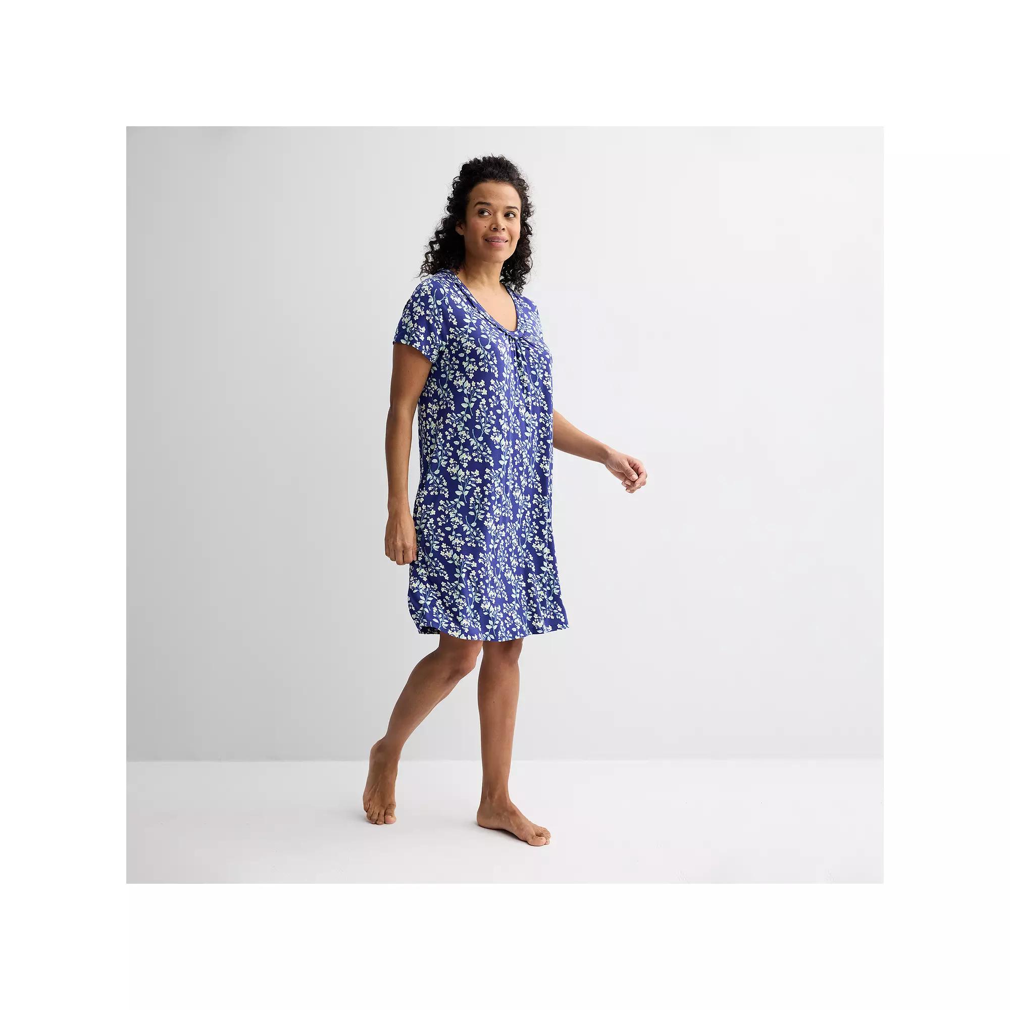 Women's Croft & Barrow® Print Short Sleeve Nightgown, Size: Medium, Tansy Floral Product Image