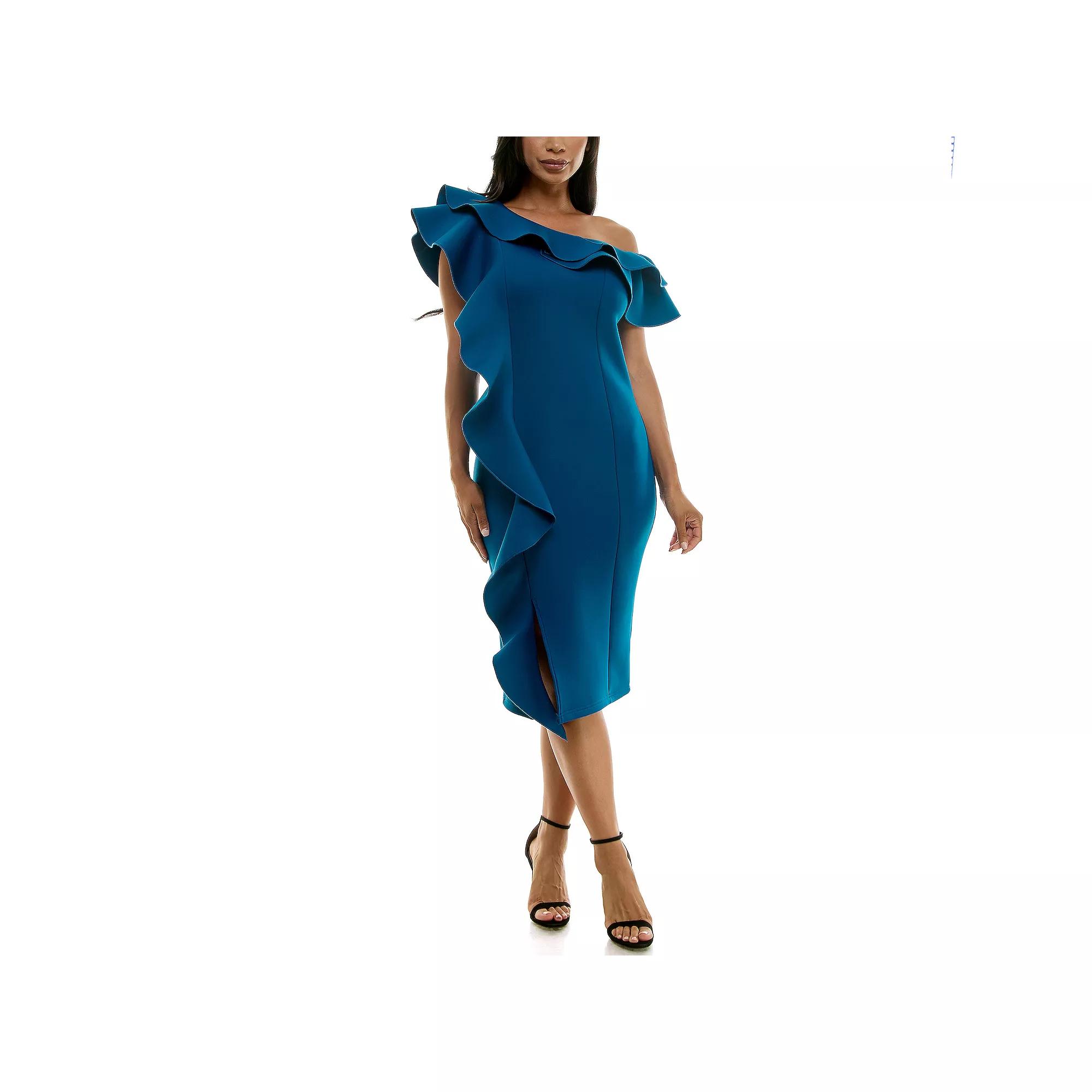 Women's Nina Leonard Off-The-Shoulder Ruffle Dress,  Product Image