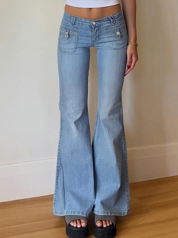 Two Side Pockets Flare Jeans Product Image
