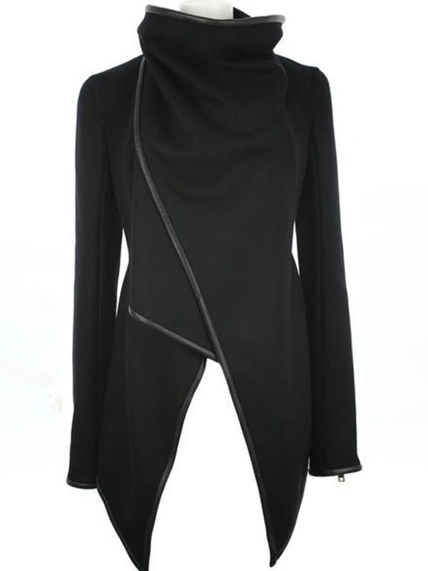 Original Asymmetric Split-Joint High-Neck Woolen Coat Product Image