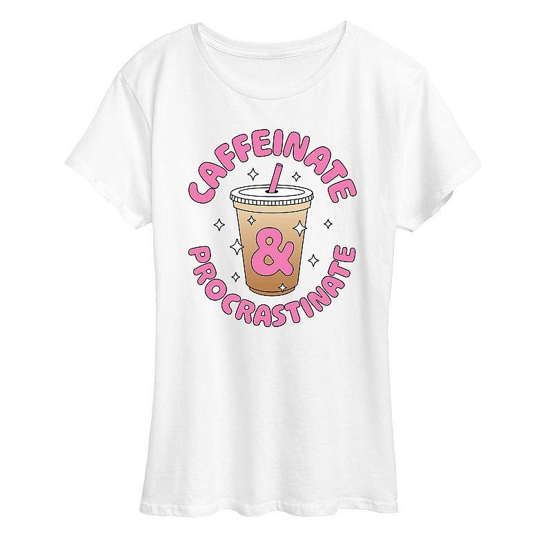 Women's Caffeinate And Procrastinate Graphic Tee, Girl's,  Product Image