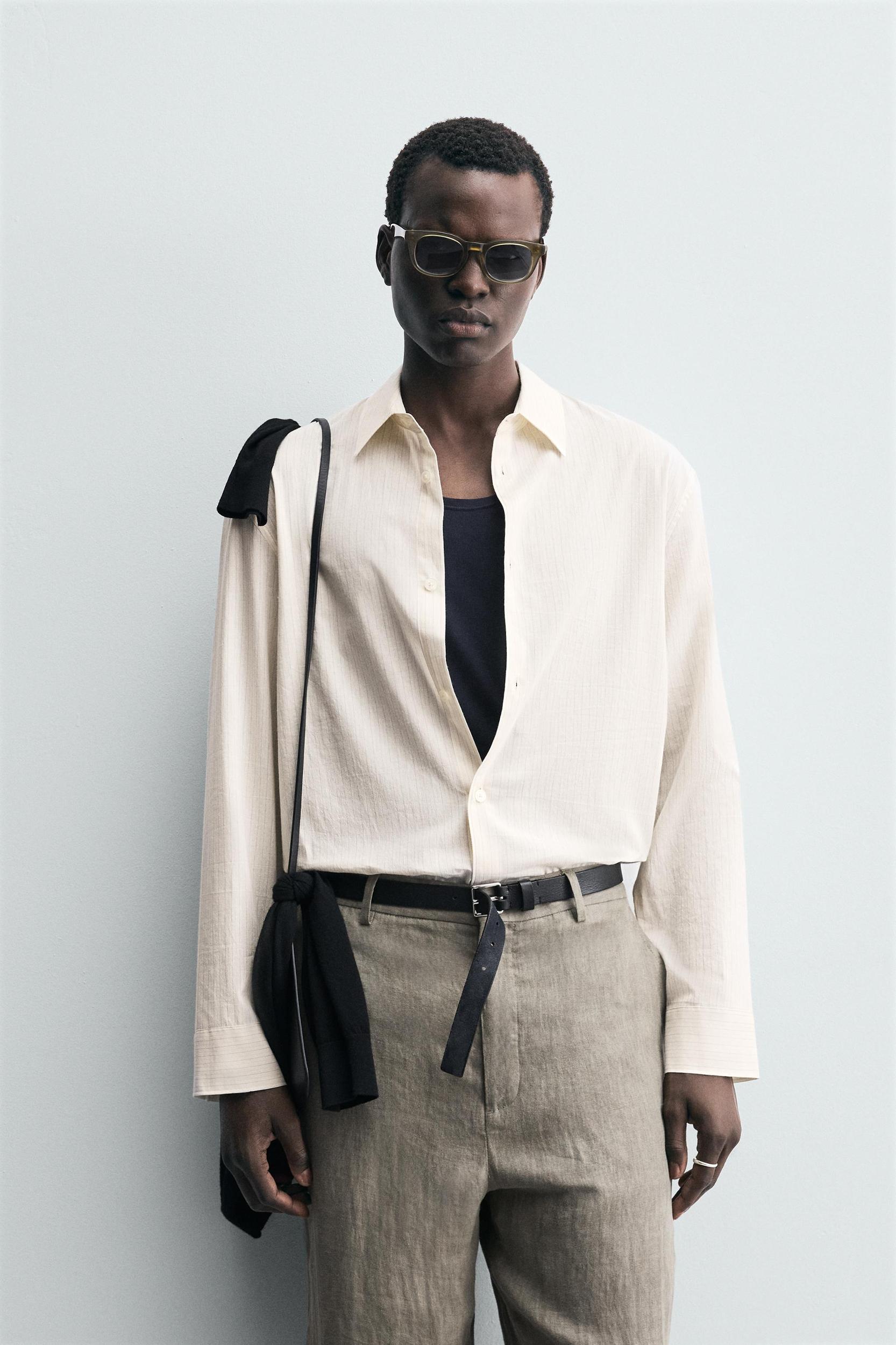 STRIPED COTTON VISCOSE SHIRT Product Image