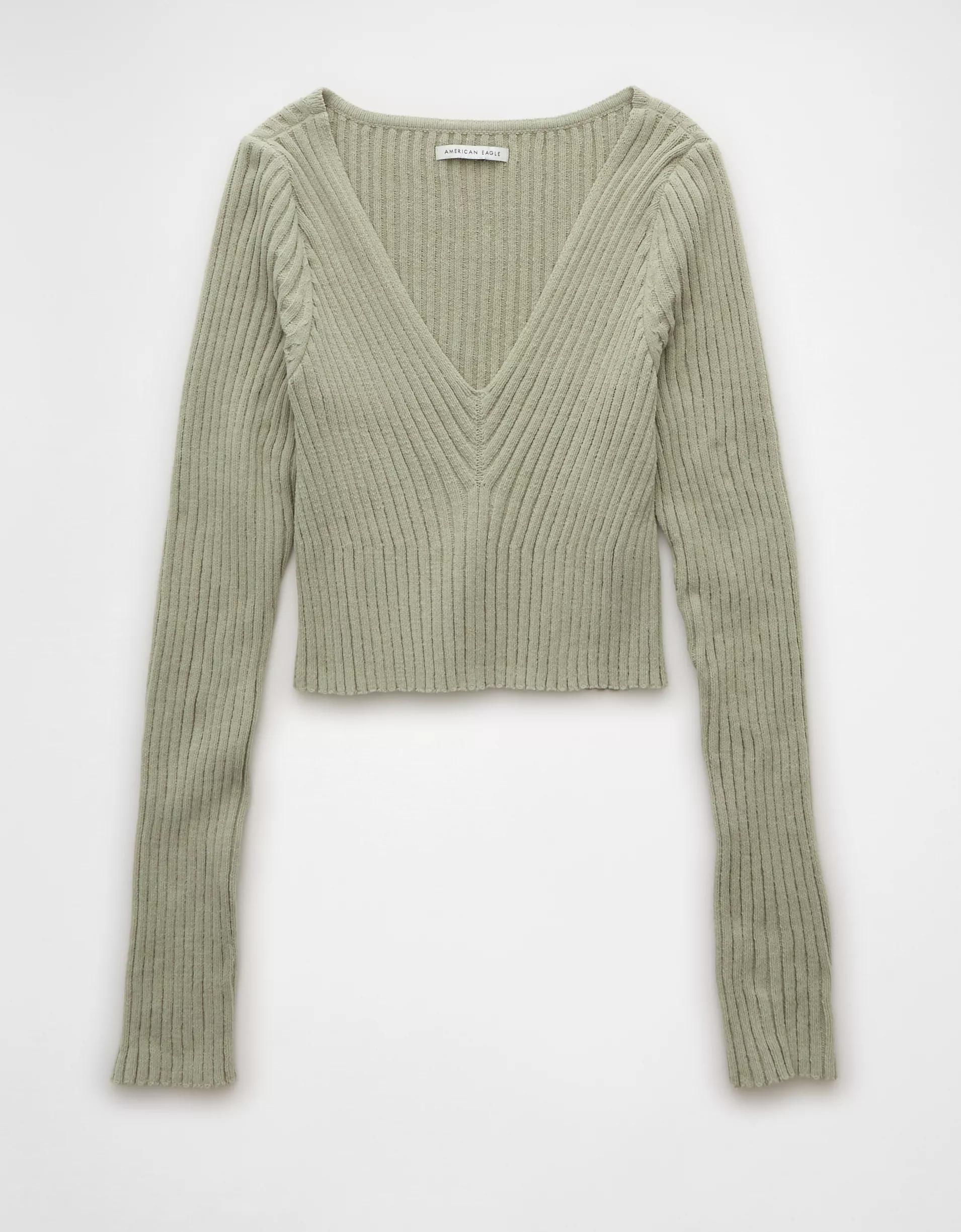AE V-Neck Chenille Sweater Product Image