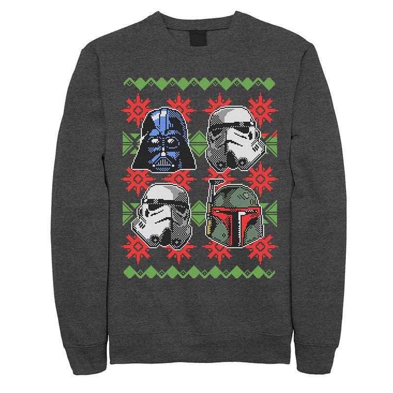 Mens Star Wars Bad Guy Helmets Ugly Christmas Fleece Grey Heather Product Image