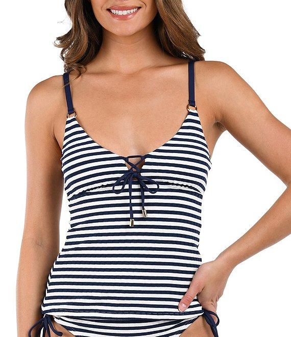 La Blanca Set Sail Ribbed Knit Adjustable Tie Side Hipster Swim Bottom Product Image