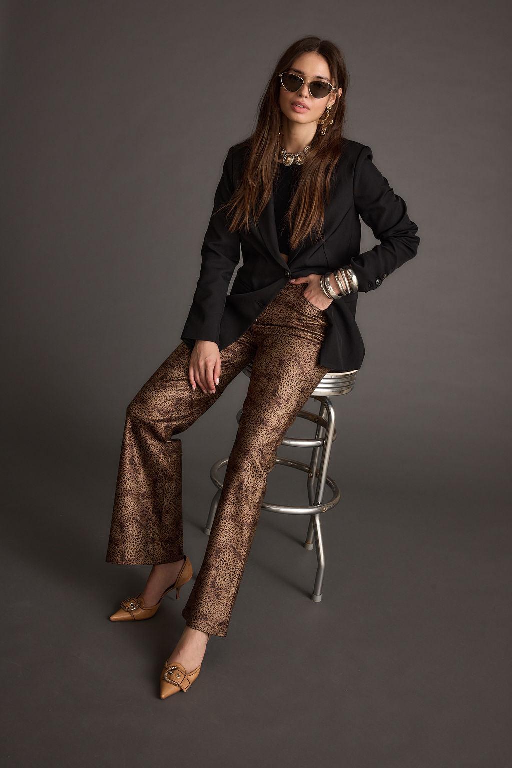 After Hours Coated Leopard Pants Product Image