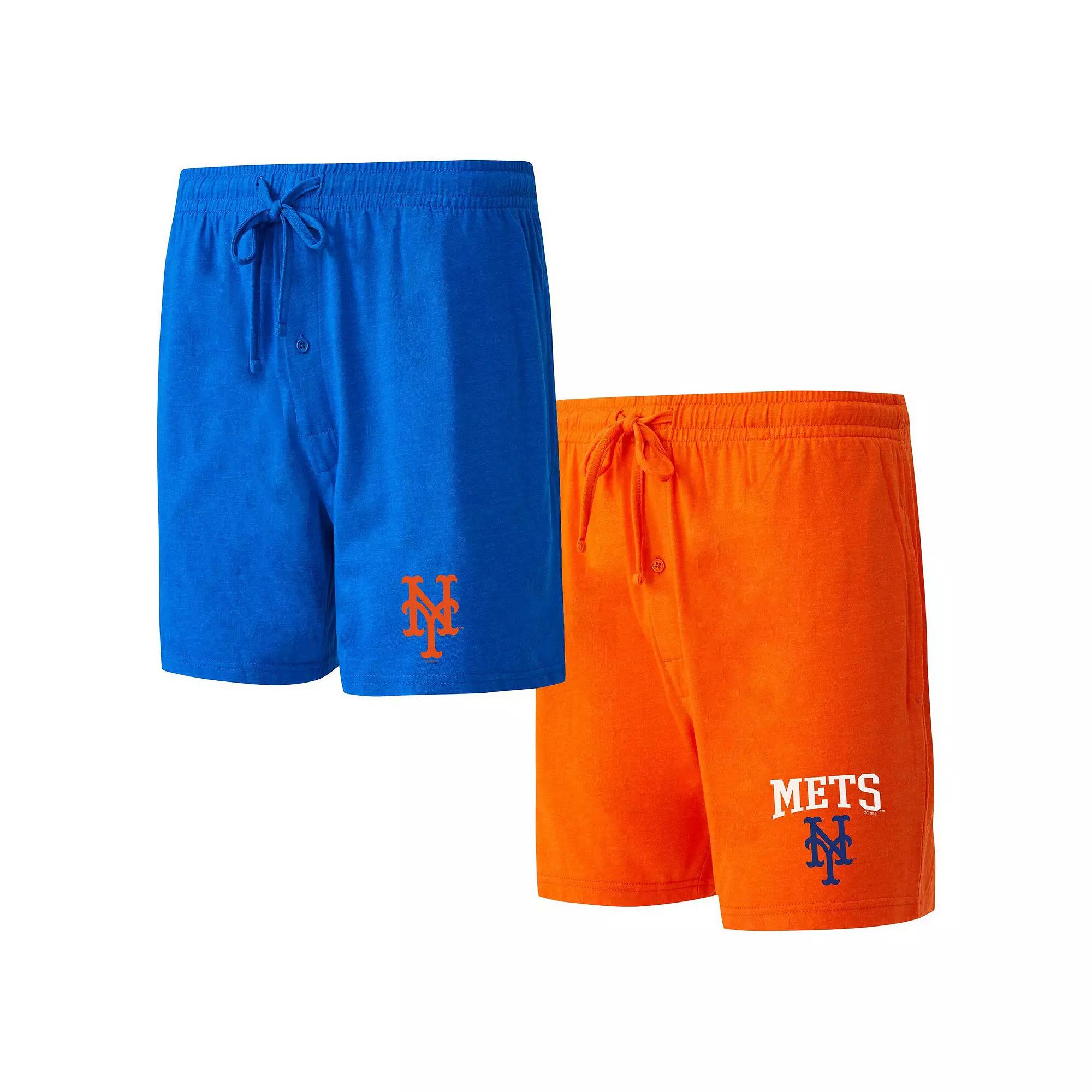 Men's Concepts Sport Royal/Orange New York Mets Two-Pack Meter Sleep Shorts, Size: 2XL, Blue Product Image