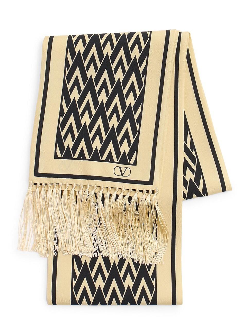 Mens Toute La V Bandeau Scarf in Silk with Fringes Product Image