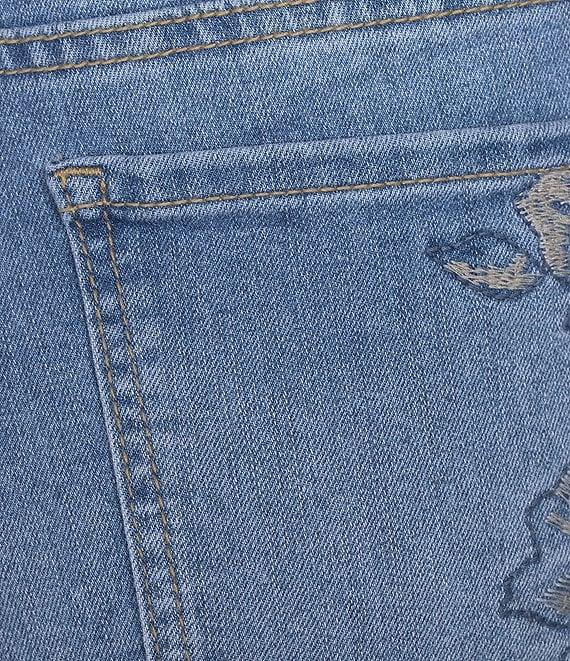 Code Bleu Weekend Stretch Denim High Rise Embroidered Boyfriend Jeans Product Image