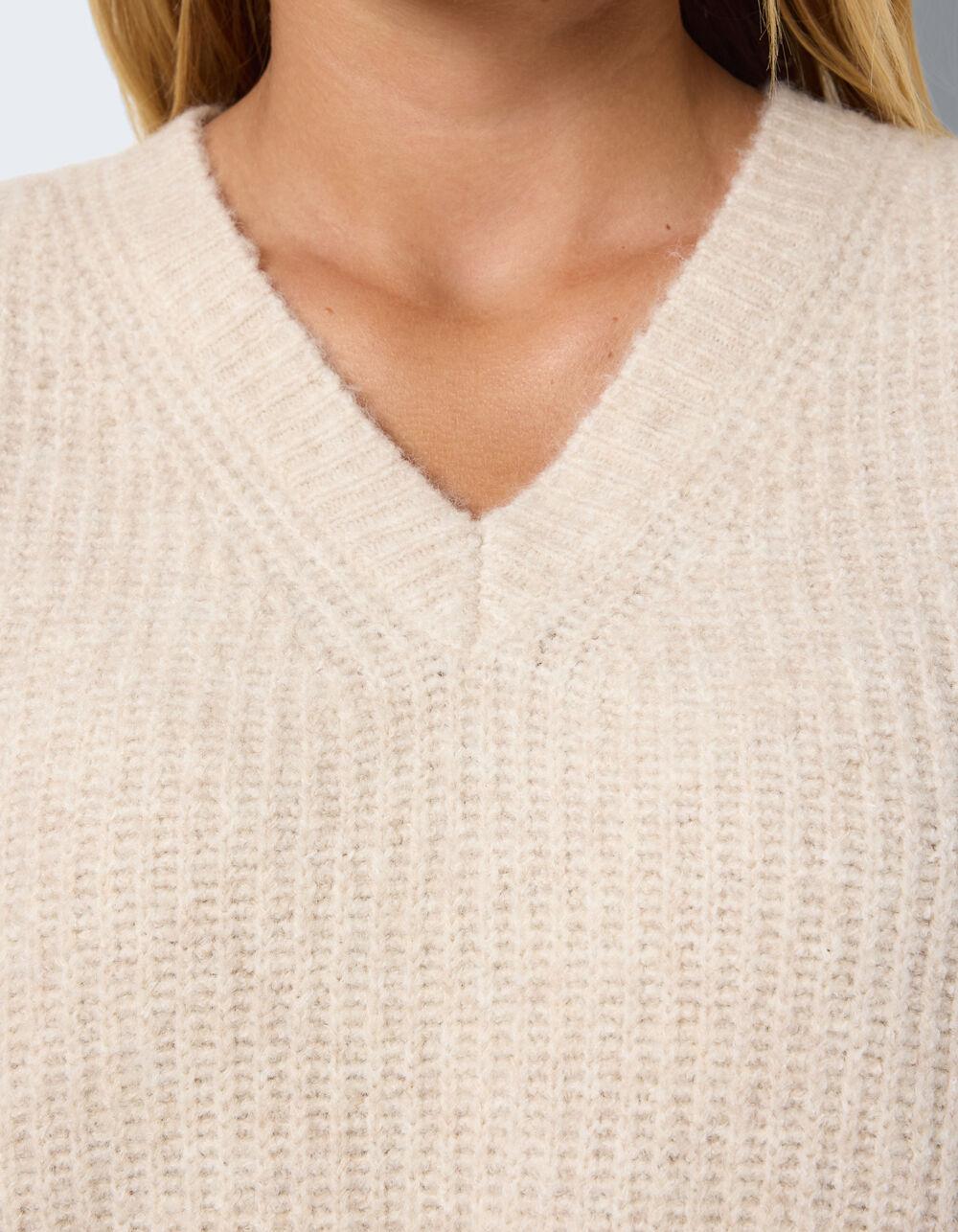 NOISY MAY Junie Womens Sweater Vest - OATMEAL Product Image