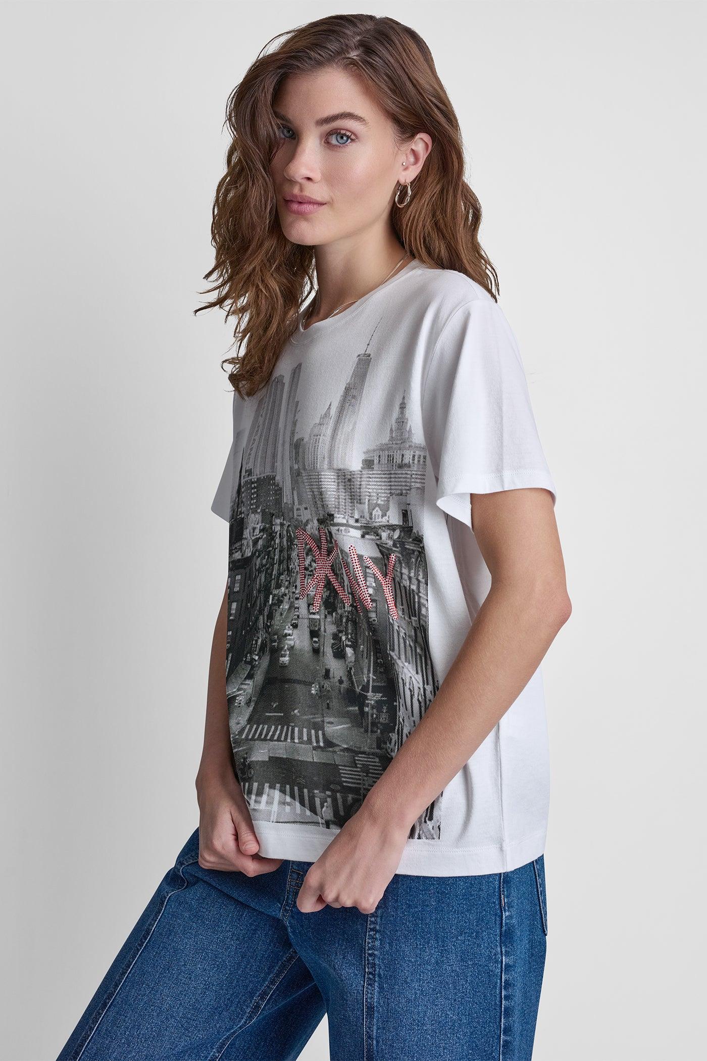 DKNY RHINESTONE NY STREETS LOGO TEE Product Image