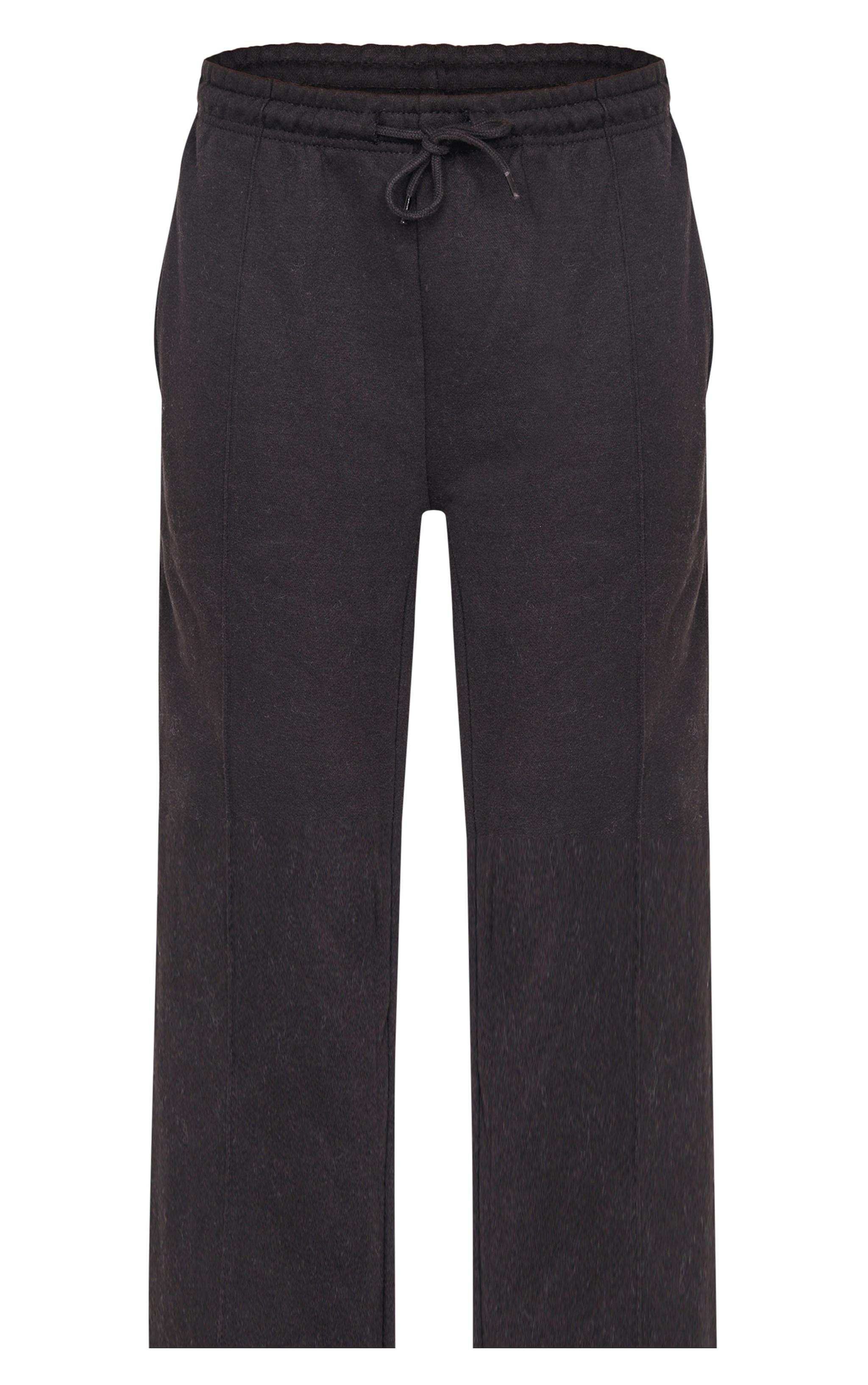 Black Straight Leg Seam Detailed Sweatpants Product Image