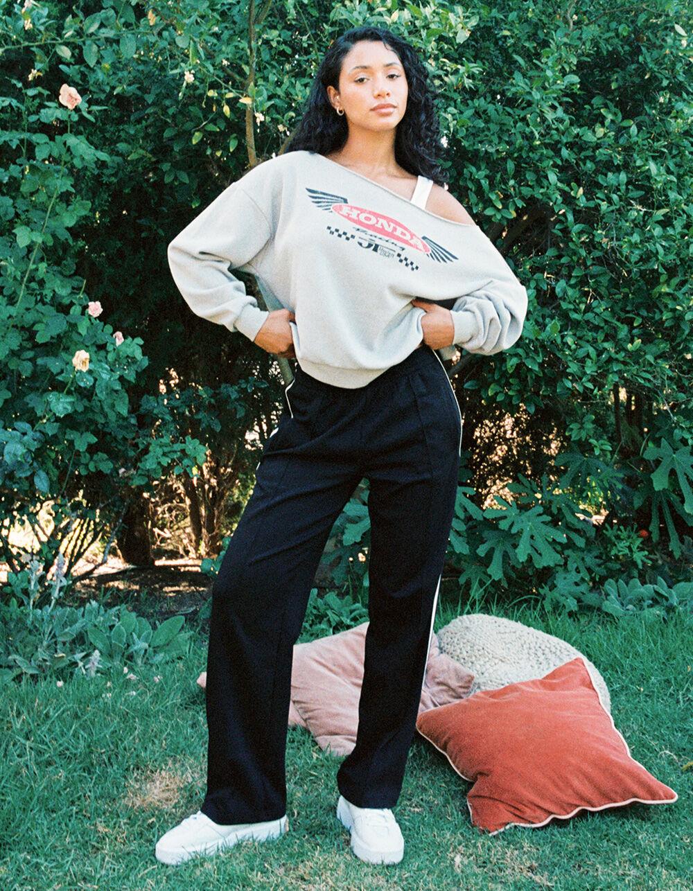 RSQ Womens Low Rise Baggy Track Pants - RED Product Image