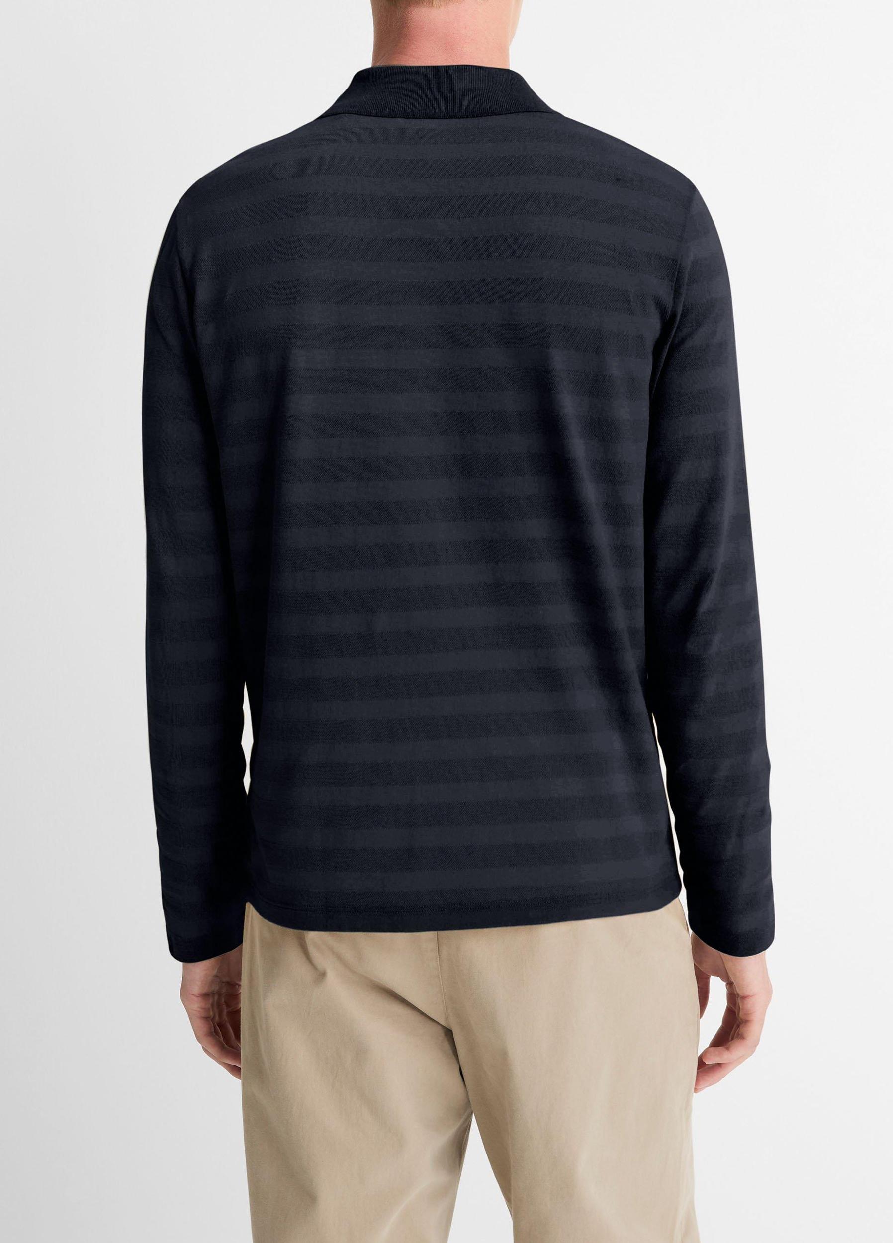 Jacquard-Stripe Cotton Long-Sleeve Polo Shirt Product Image