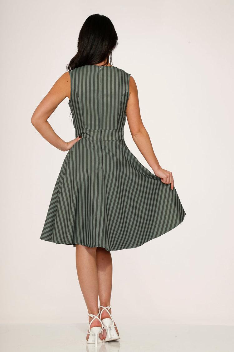 Olive Stripe Swing Dress Product Image