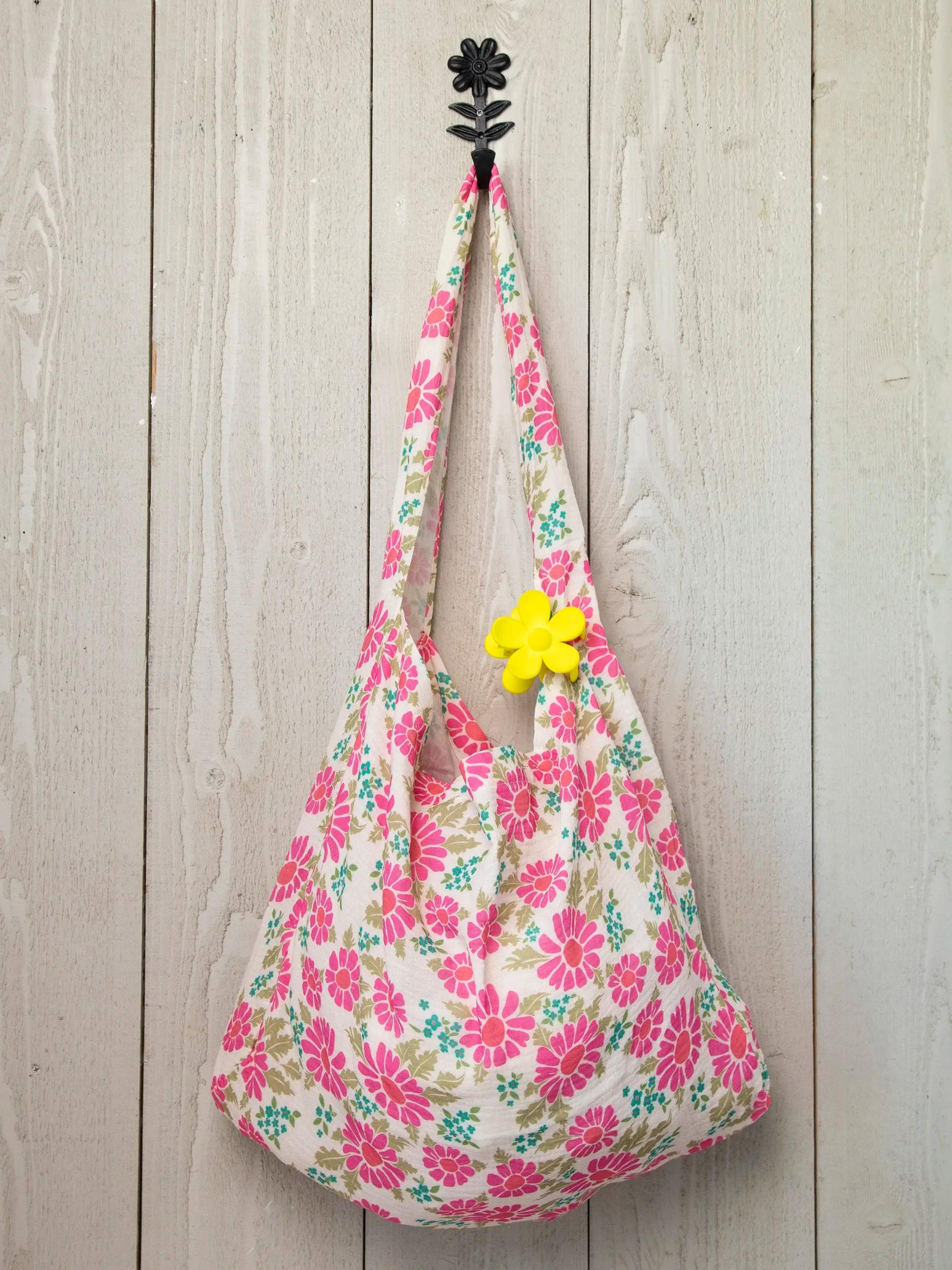 Gauze Oversized Sling Tote Bag - Pink Floral Product Image