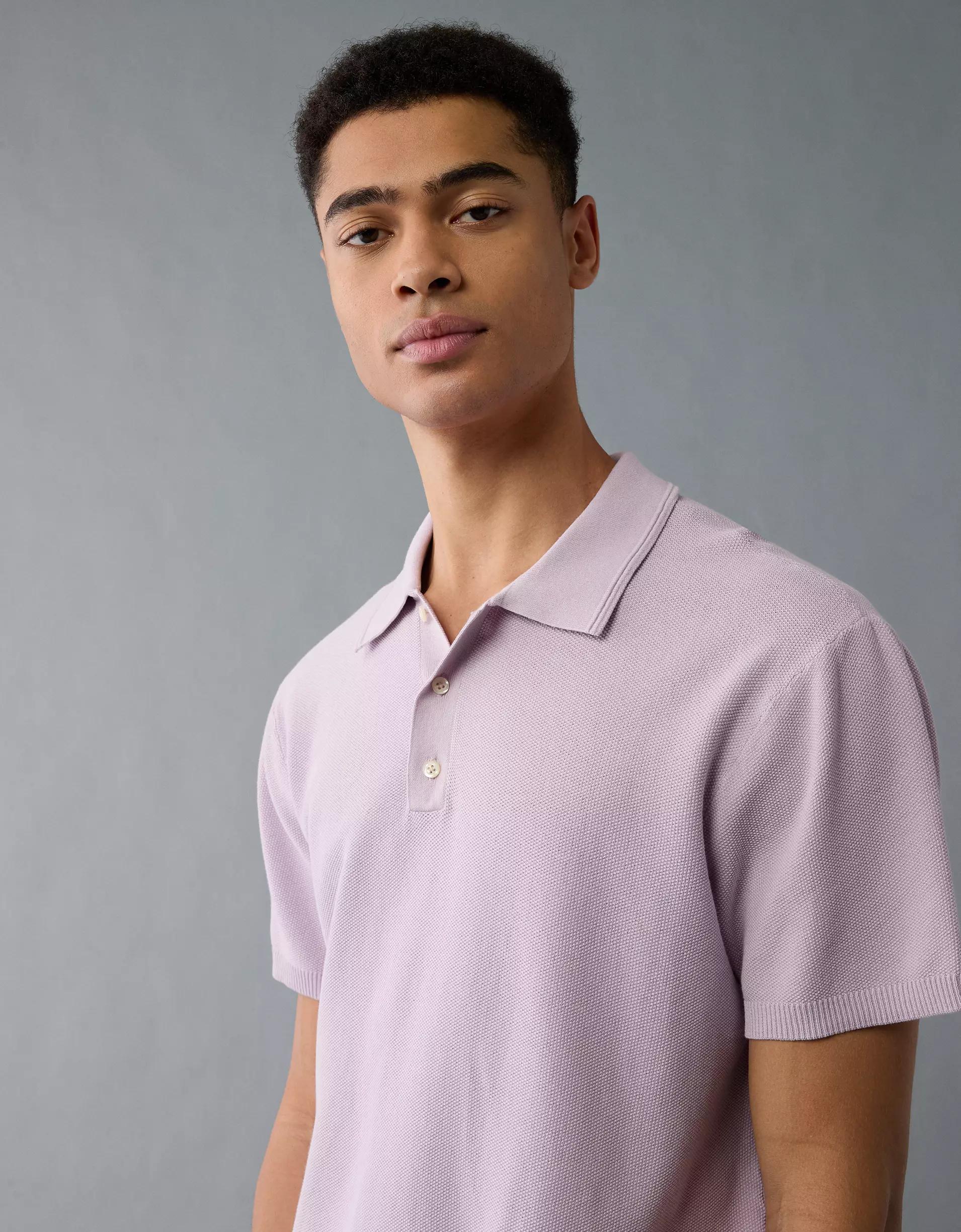 AE Weekend Washed Sweater Polo Shirt Product Image
