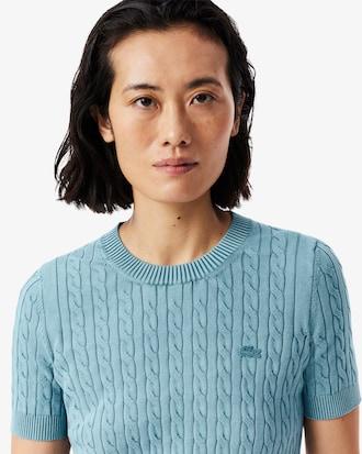 Women's Wash Effect Cable Knit Sweater Product Image