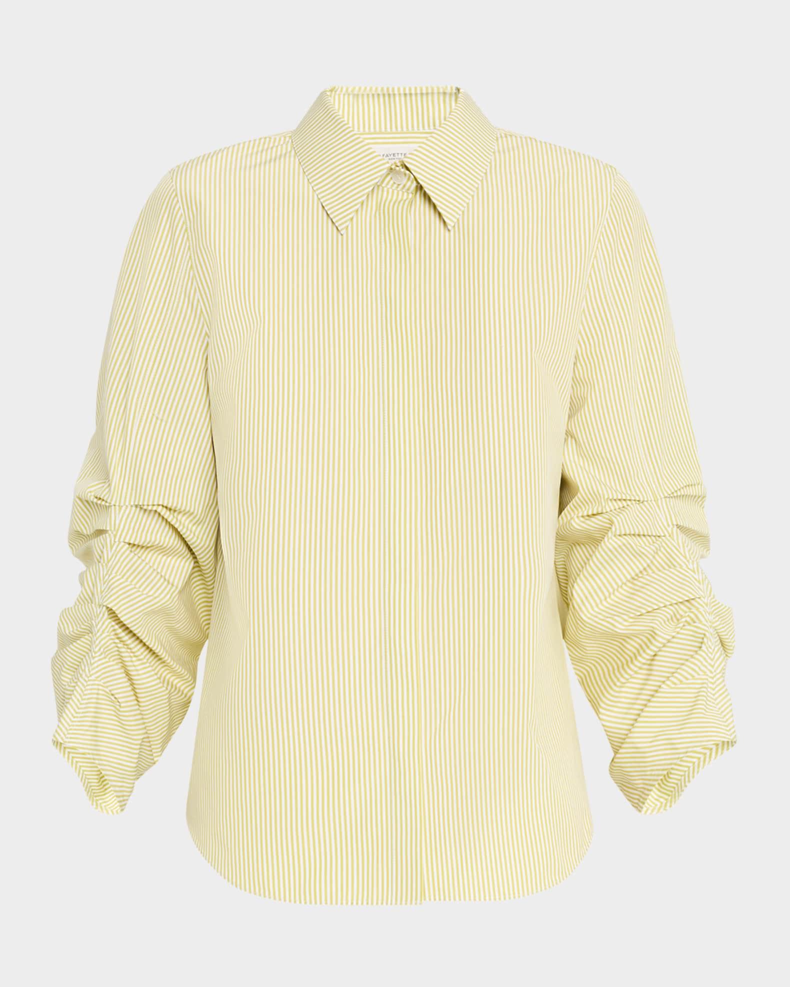 Ruched-Sleeve Button-Down Shirt Product Image