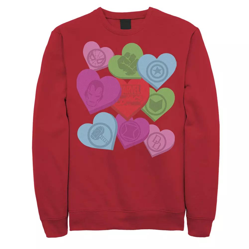 Men's Marvel Candy Hearts Valentines Day Sweatshirt,  Product Image