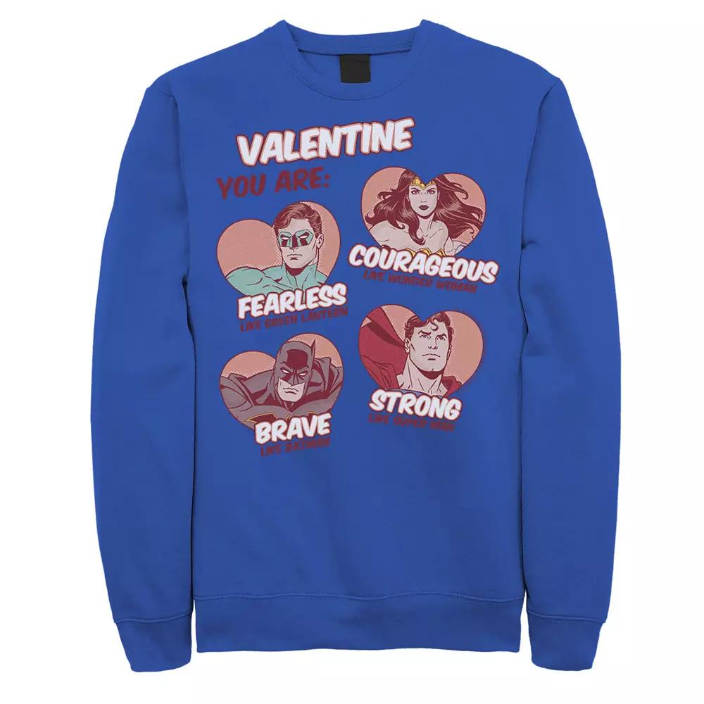 Men's DC Comics Justice League Valentine You Are Heart Portraits Sweatshirt,  Product Image
