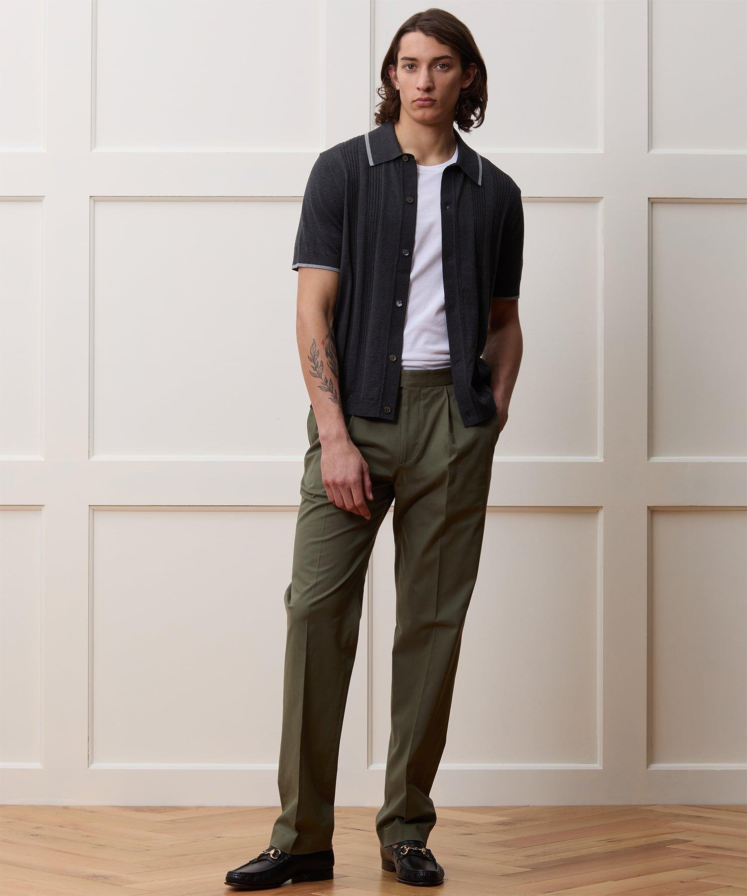 Cropped Silk-Cotton Tipped Full-Placket Sweater Polo Product Image