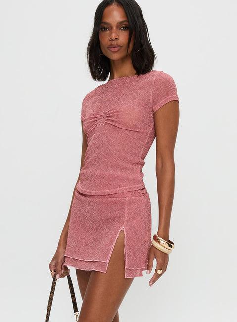Flattered Shimmer Mini Skirt Pink Product Image