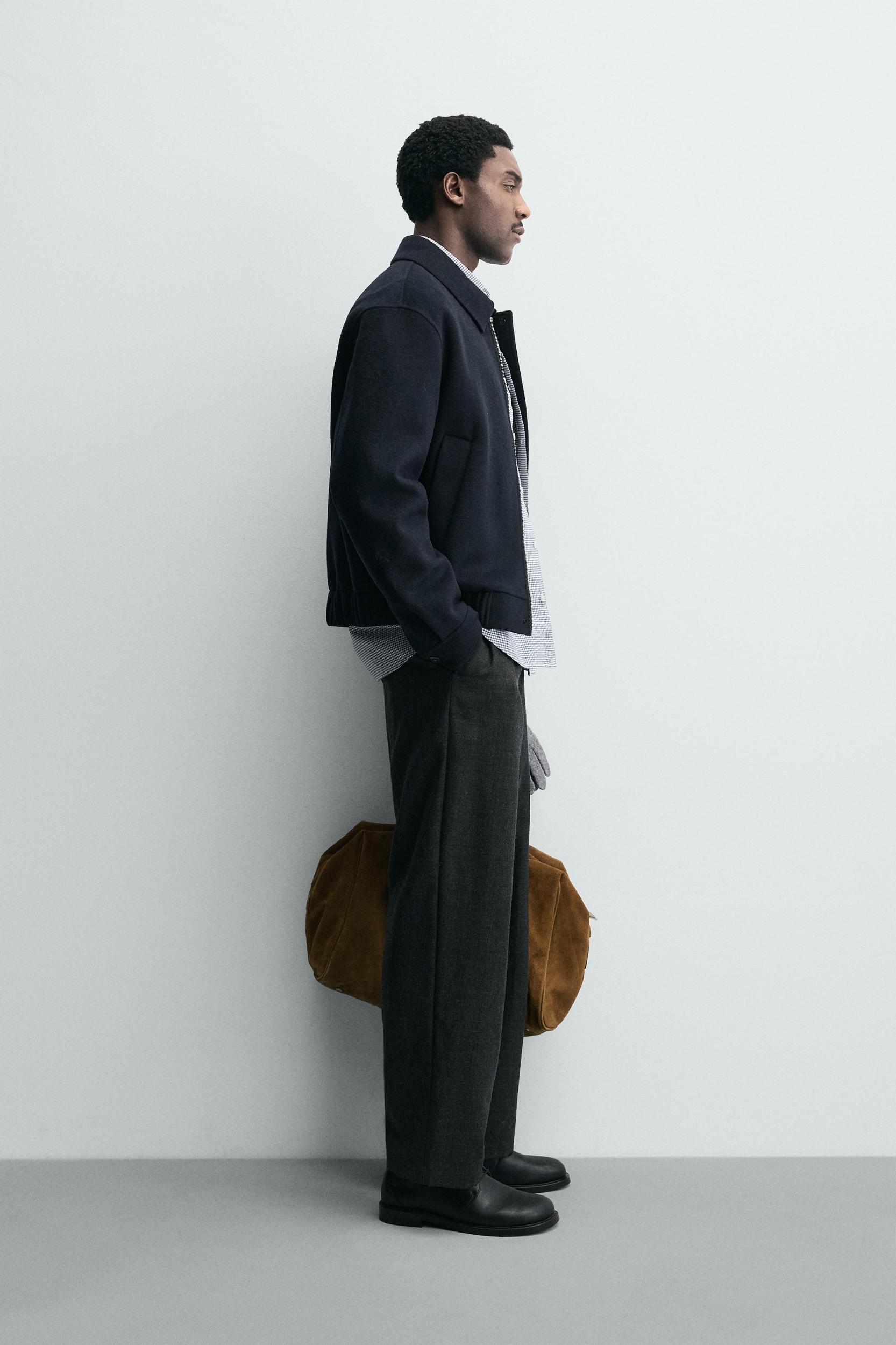 WOOL BLEND CROPPED FIT OVERSHIRT Product Image