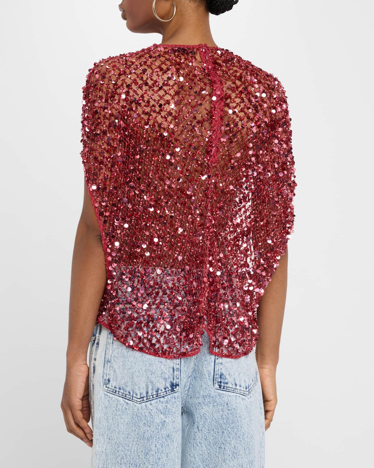 Sequin Net Mesh Cape Top Product Image