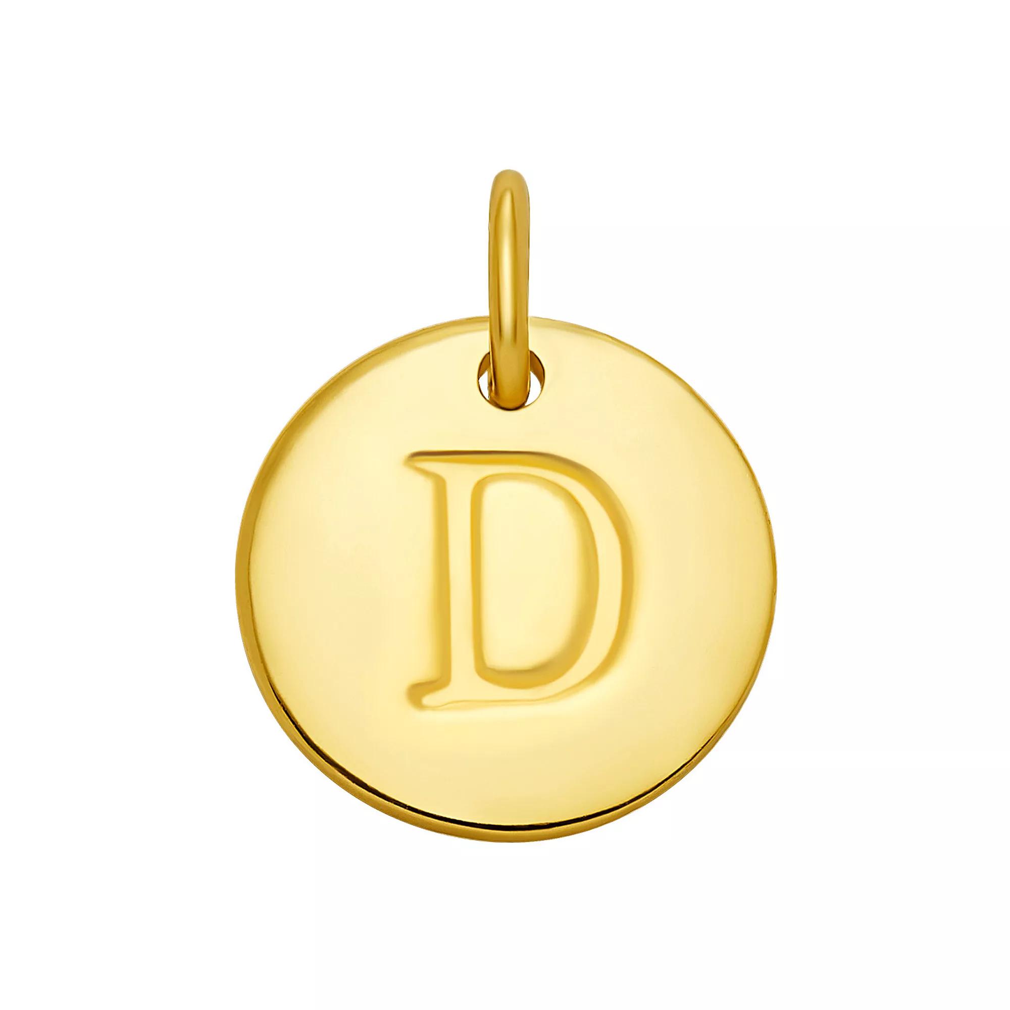PRIMROSE 18k Gold Over Sterling Silver Letter Disc Charm, Women's, Gold Over Sterling D Product Image