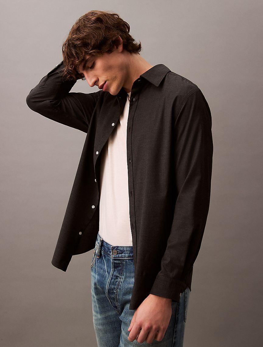 Relaxed Wool Blend Button-Down Shirt Product Image